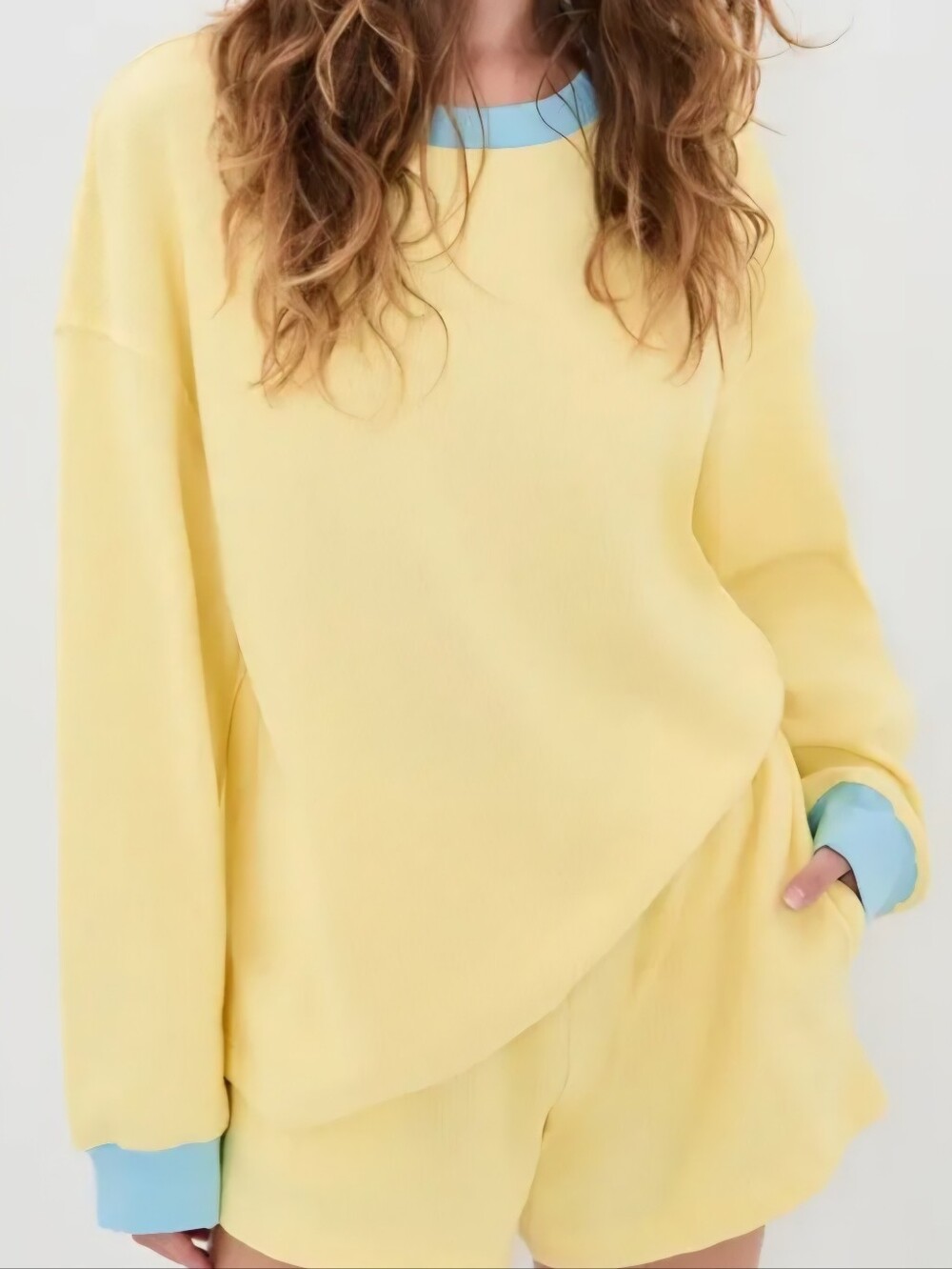 Daily Drills Oversized Thermal Top- Lemonade+Malibu- XS/S